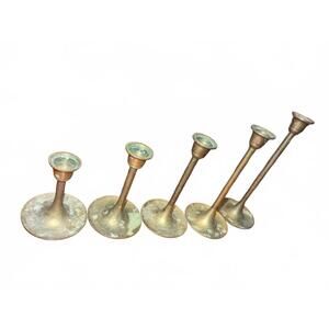 Set of 5 Vintage Brass Candle Holders